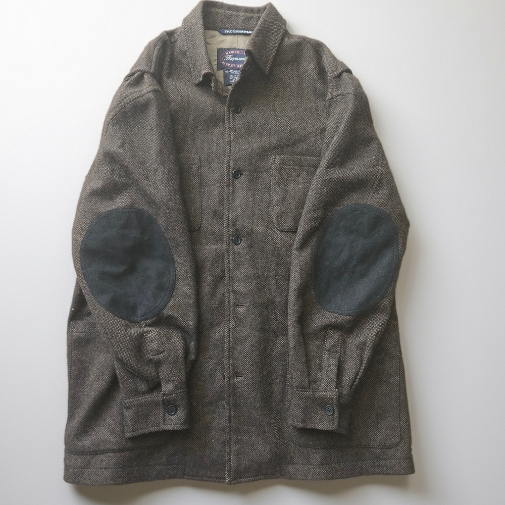 Faconnable Jacket Brown Lambswool Cashmere elbow patches Size M oversized